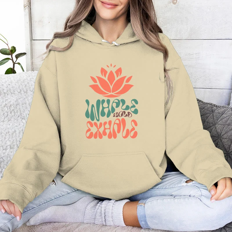 Olivenorma INHALE & EXHALE Lotus Yoga Meditation Fleecepullover Unisex Langarm Hoodies