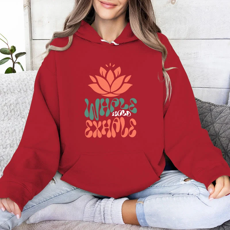 Olivenorma INHALE & EXHALE Lotus Yoga Meditation Fleecepullover Unisex Langarm Hoodies