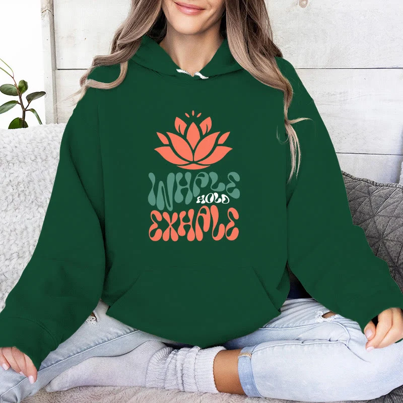 Olivenorma INHALE & EXHALE Lotus Yoga Meditation Fleecepullover Unisex Langarm Hoodies