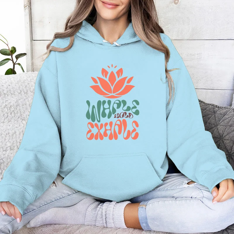 Olivenorma INHALE & EXHALE Lotus Yoga Meditation Fleecepullover Unisex Langarm Hoodies