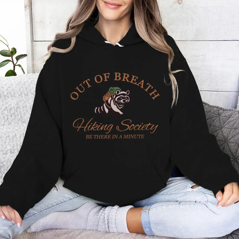 Olivenorma OUT OF BREATH Waschbär-Heilpullover, Unisex-Fleece-Oberteile, lockere Passform, Hoodies