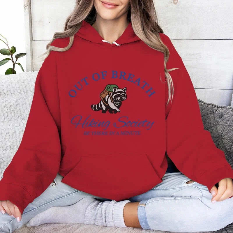 Olivenorma OUT OF BREATH Waschbär-Heilpullover, Unisex-Fleece-Oberteile, lockere Passform, Hoodies