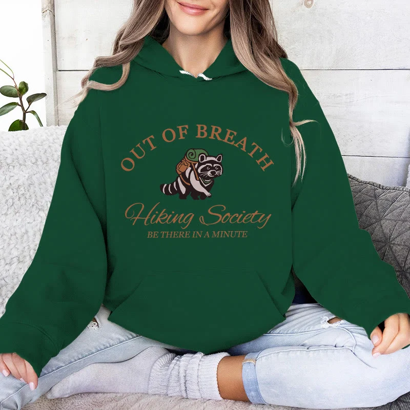 Olivenorma OUT OF BREATH Waschbär-Heilpullover, Unisex-Fleece-Oberteile, lockere Passform, Hoodies