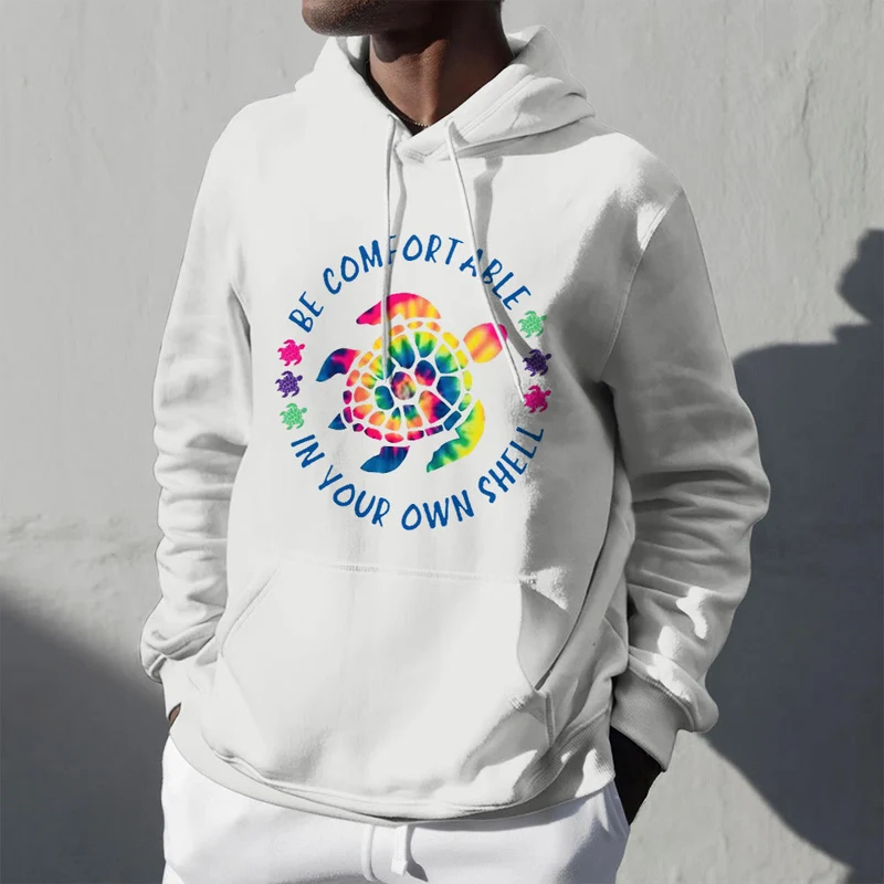 Olivenorma "Fühlen Sie sich wohl in Ihrer Muschel" Spirituelle Kapuzenpullover mit Meeresschildkröte, Fleece-Kapuzenpullover