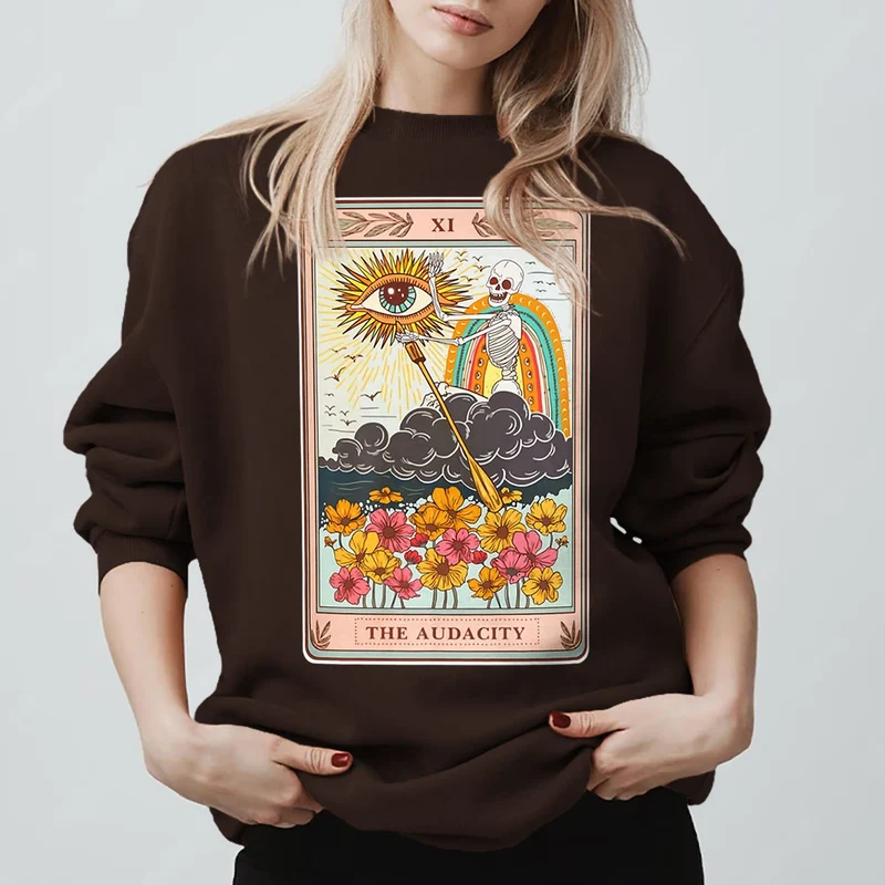 Olivenorma THE AUDACITY Totenkopf-Tarotkarte Unisex Rundhalspullover