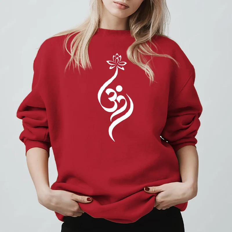 Olivenorma Leichtes Fleece-Sweatshirt mit OM-Symbol, Lotus-Meditation, spiritueller Inspiration