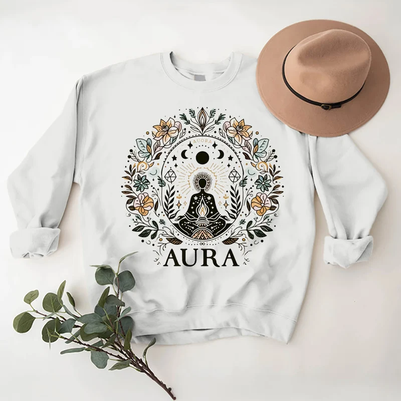 Olivenorma AURA Meditations-Sweatshirt, langärmelig, Fleece, Rundhalsausschnitt