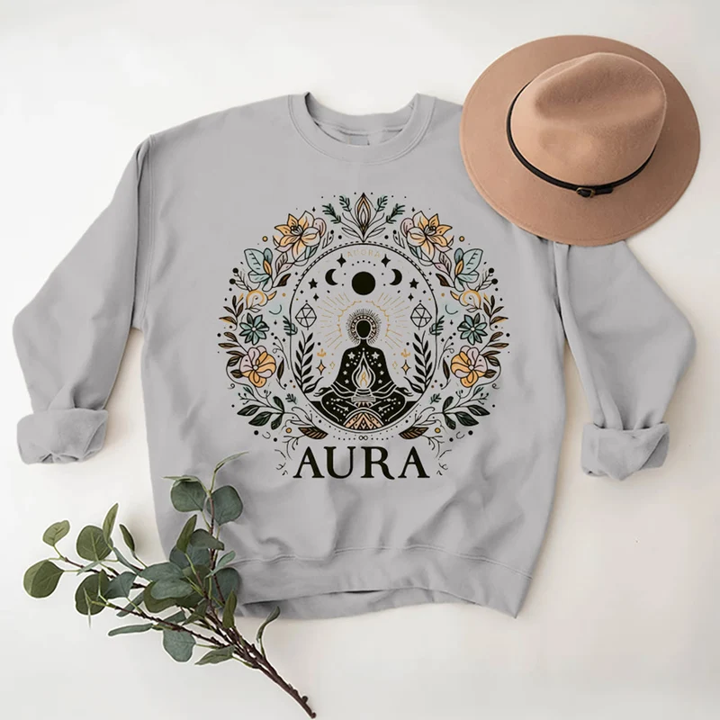 Olivenorma AURA Meditations-Sweatshirt, langärmelig, Fleece, Rundhalsausschnitt