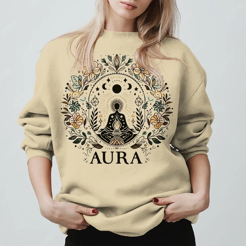 Olivenorma AURA Meditations-Sweatshirt, langärmelig, Fleece, Rundhalsausschnitt