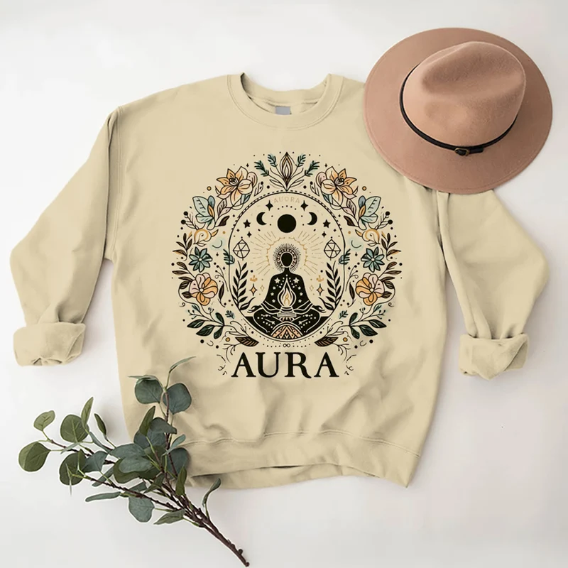 Olivenorma AURA Meditations-Sweatshirt, langärmelig, Fleece, Rundhalsausschnitt