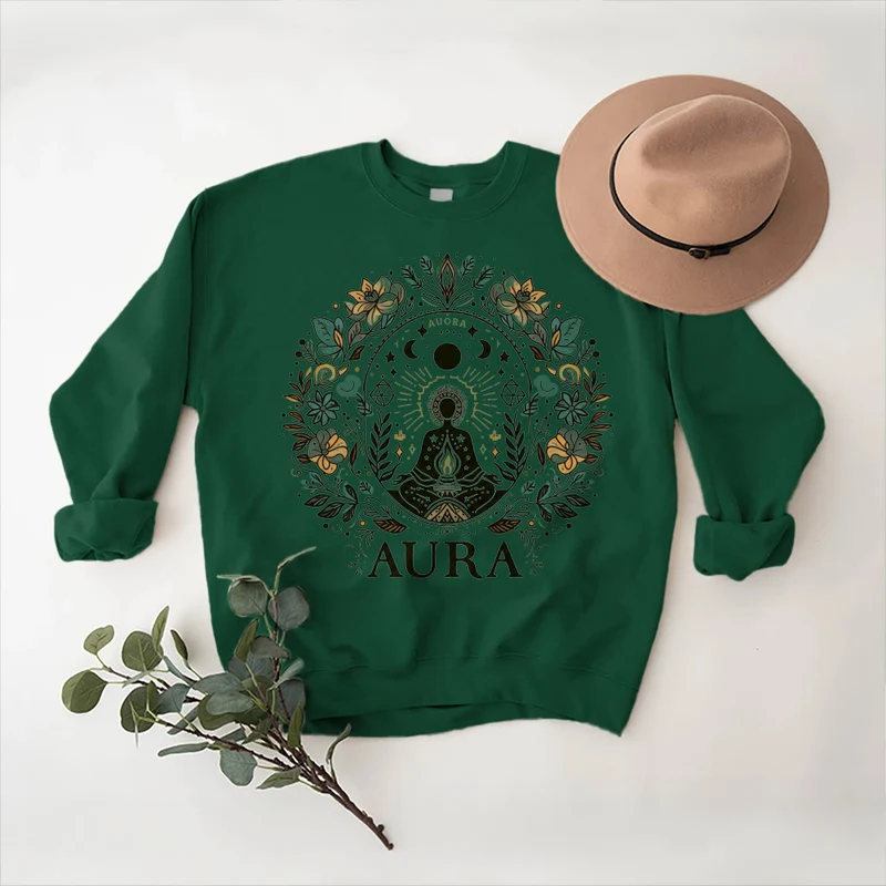 Olivenorma AURA Meditations-Sweatshirt, langärmelig, Fleece, Rundhalsausschnitt