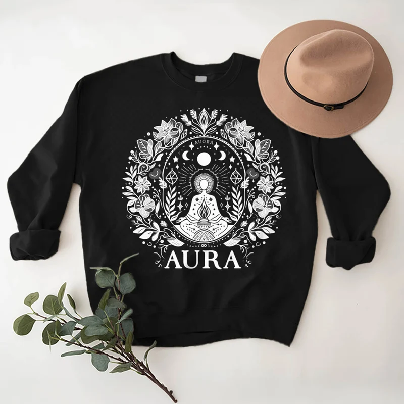 Olivenorma AURA Meditations-Sweatshirt, langärmelig, Fleece, Rundhalsausschnitt