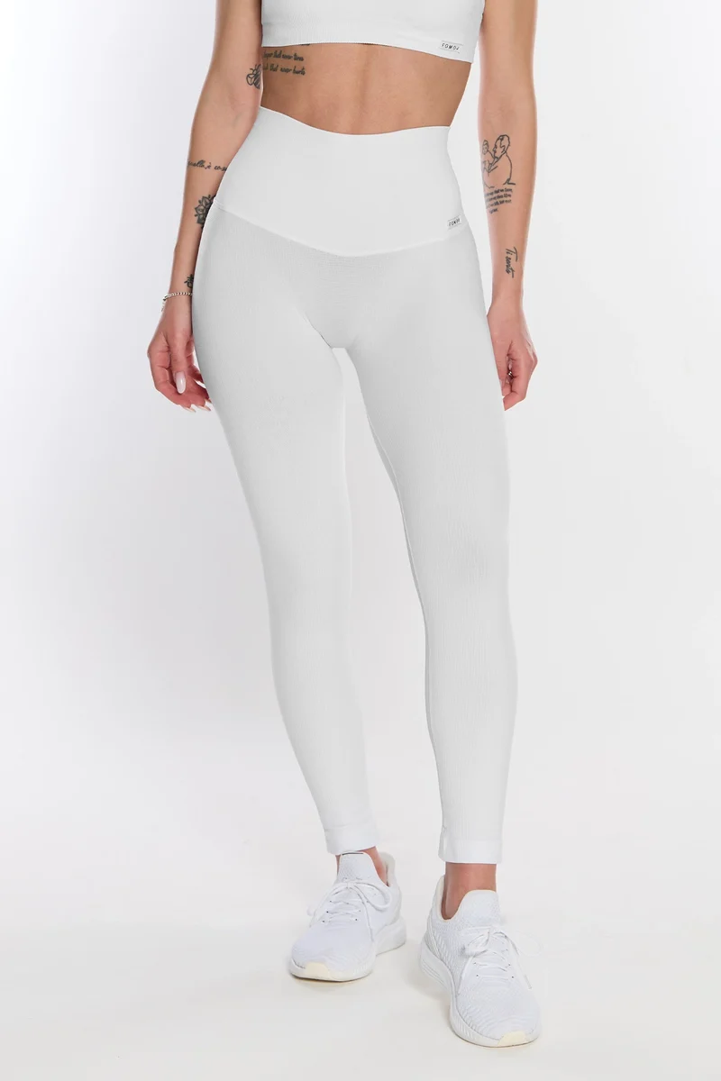 Leggings Push Up Calipso Bianco Costine