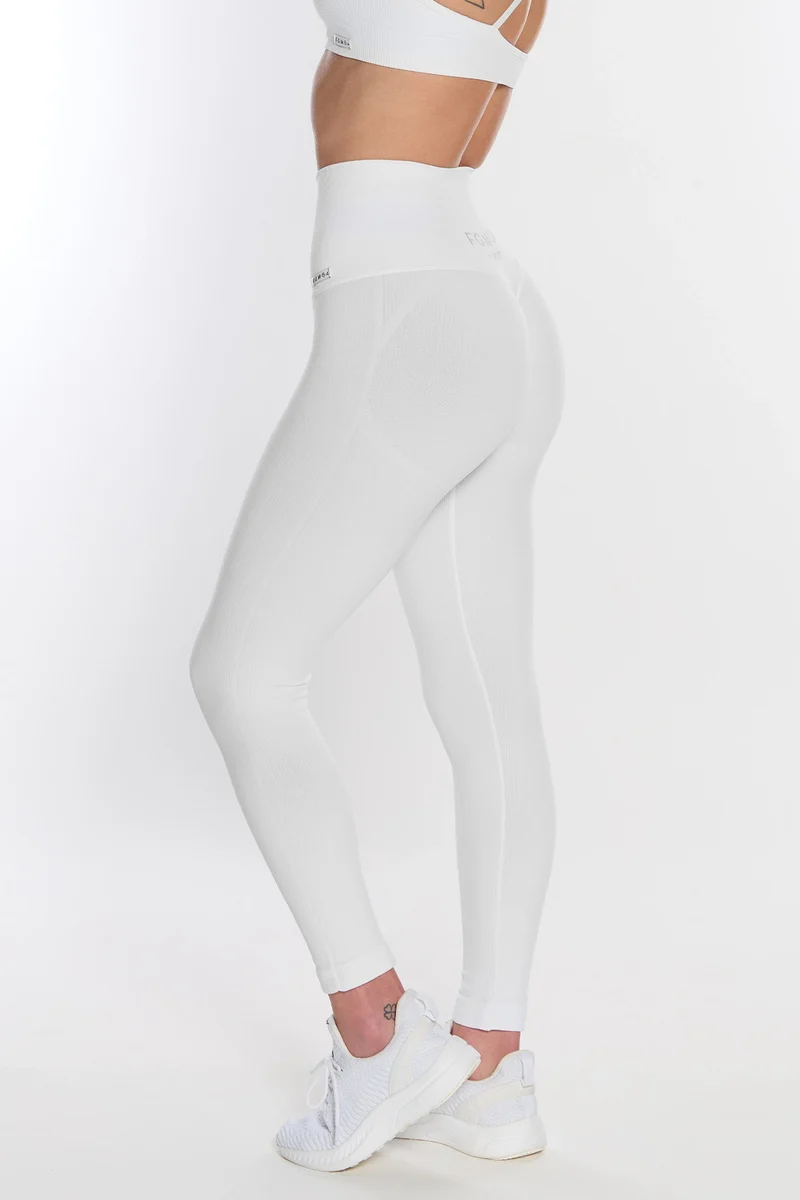Leggings Push Up Calipso Bianco Costine