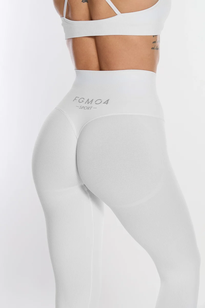 Leggings Push Up Calipso Bianco Costine