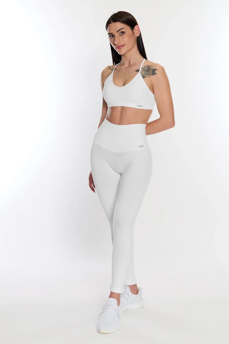 Leggings Push Up Calipso Bianco Costine