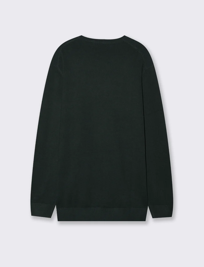 MAGLIA BASIC IN FILATO COMFORT - Verde scuro