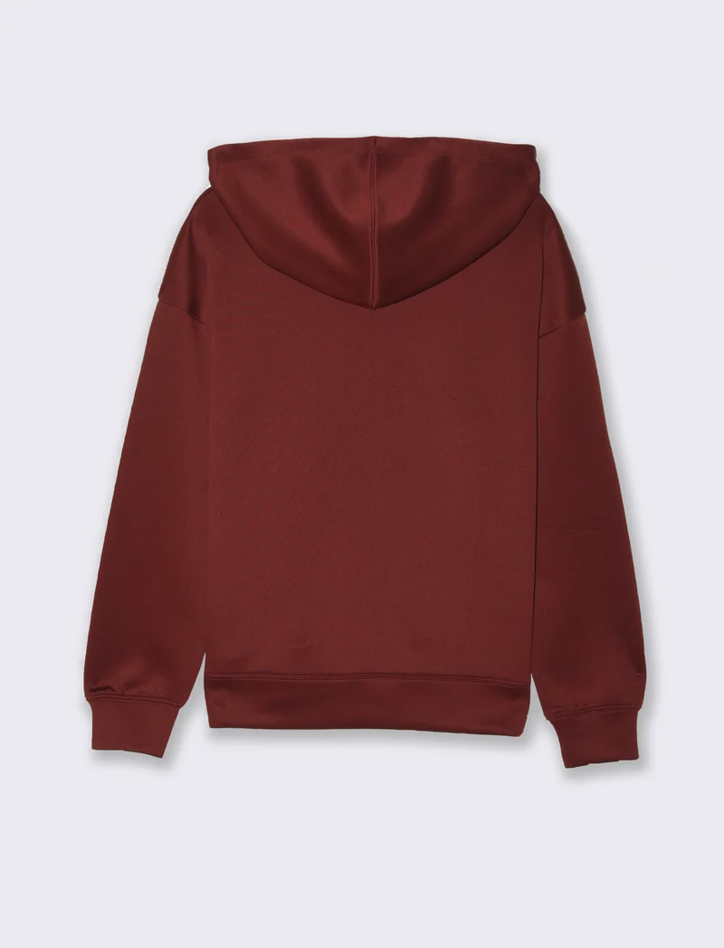 FELPA CON CAPPUCCIO E ZIP - Marrone bruciato