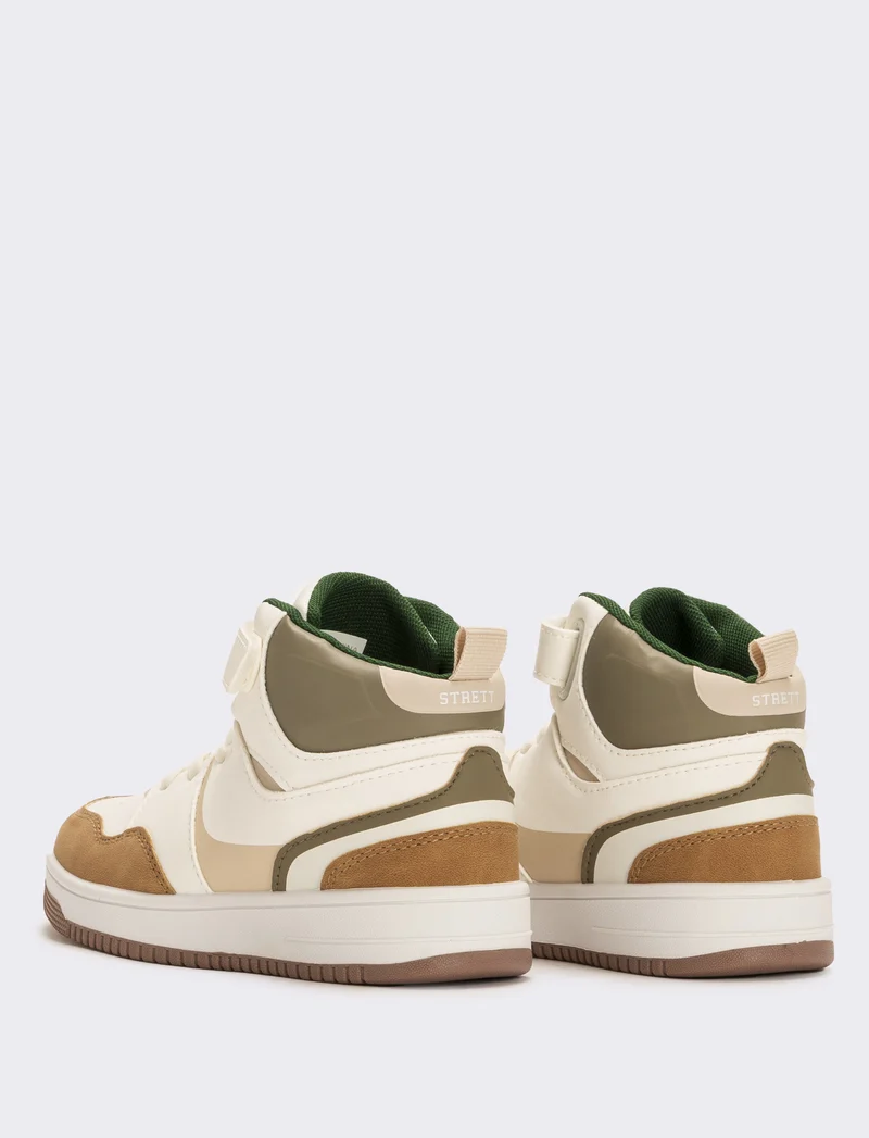 Sneakers a collo alto da bambino - Bianco-begie