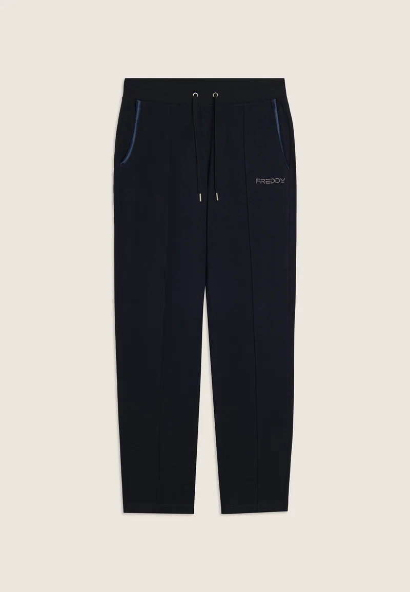 Slim fit athletic trousers with central stitching - Dark Sapphire Blue