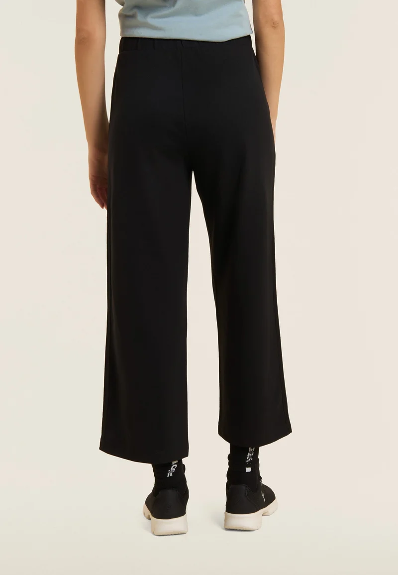Cropped comfort wide leg athletic trousers - Black