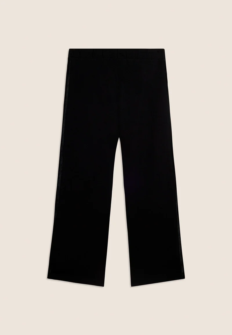 Cropped comfort wide leg athletic trousers - Black