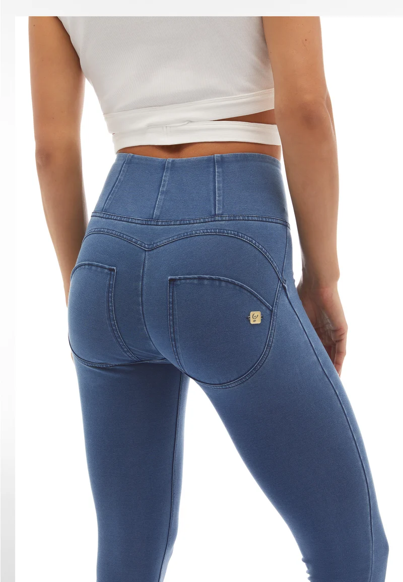 WR.UP Push-Up High Waist Skinny Denim Jeans - Denim Light Blue - Blue Seam