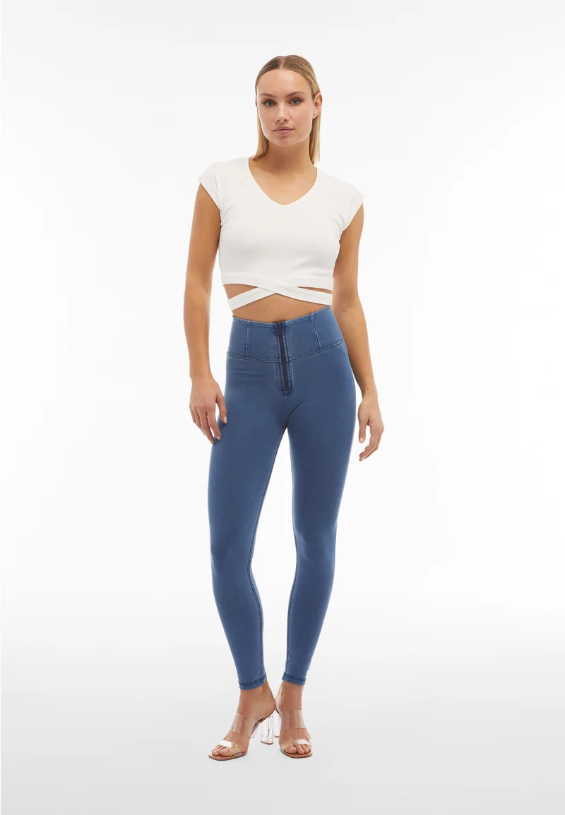 WR.UP Push-Up High Waist Skinny Denim Jeans - Denim Light Blue - Blue Seam