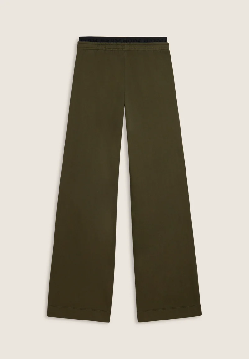 Wide leg fleece trousers with Flow print