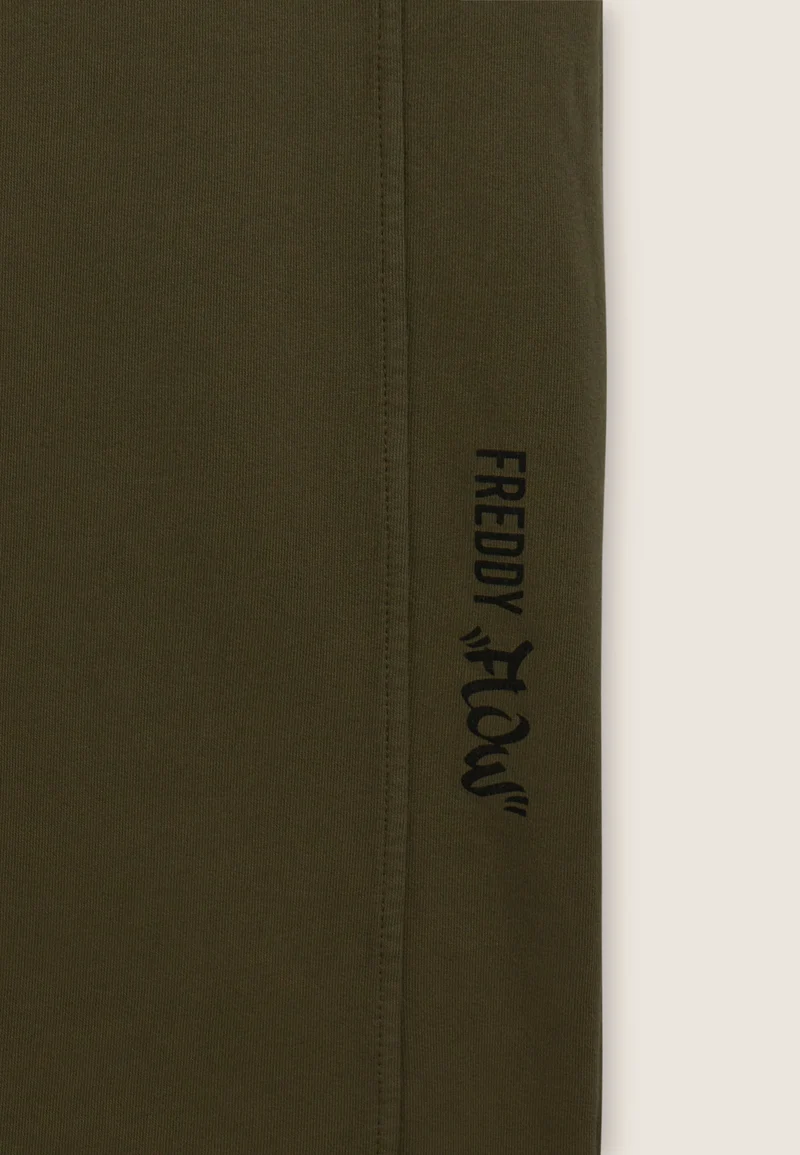 Wide leg fleece trousers with Flow print
