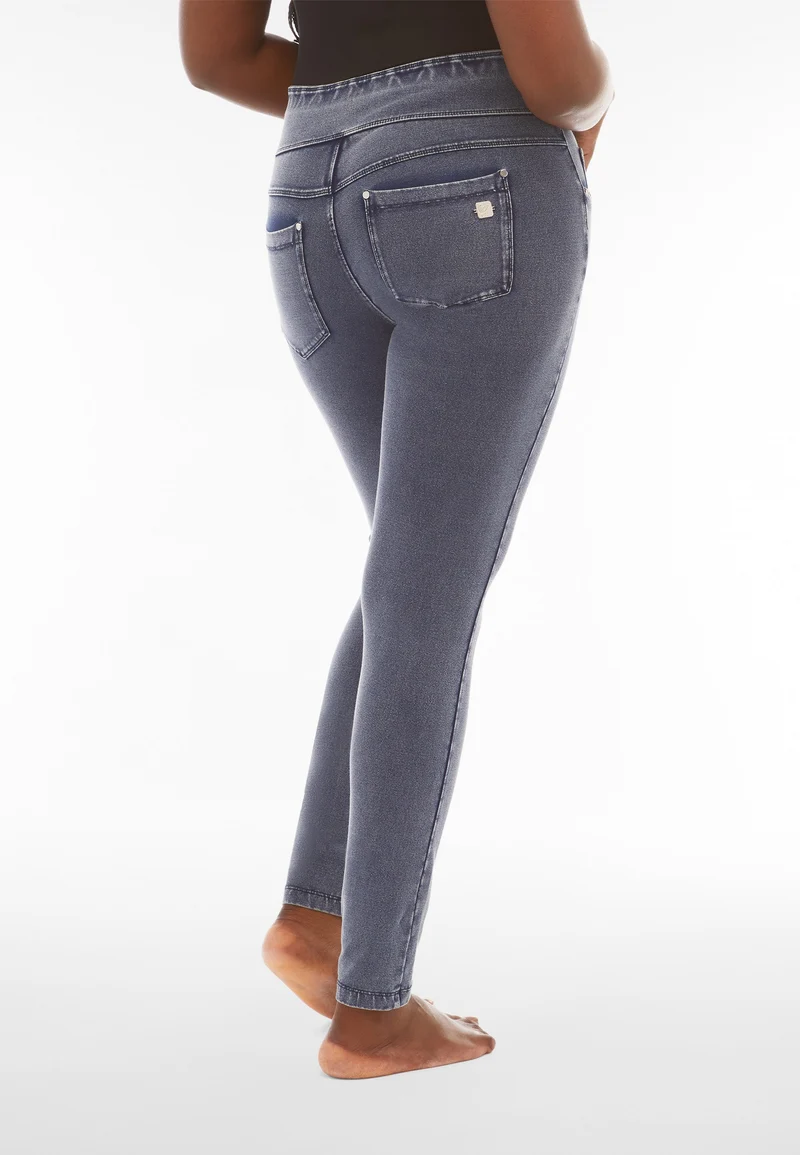 N.O.W. Yoga Mid Waist Skinny Denim Jeans - Denim Gray - Black Seam