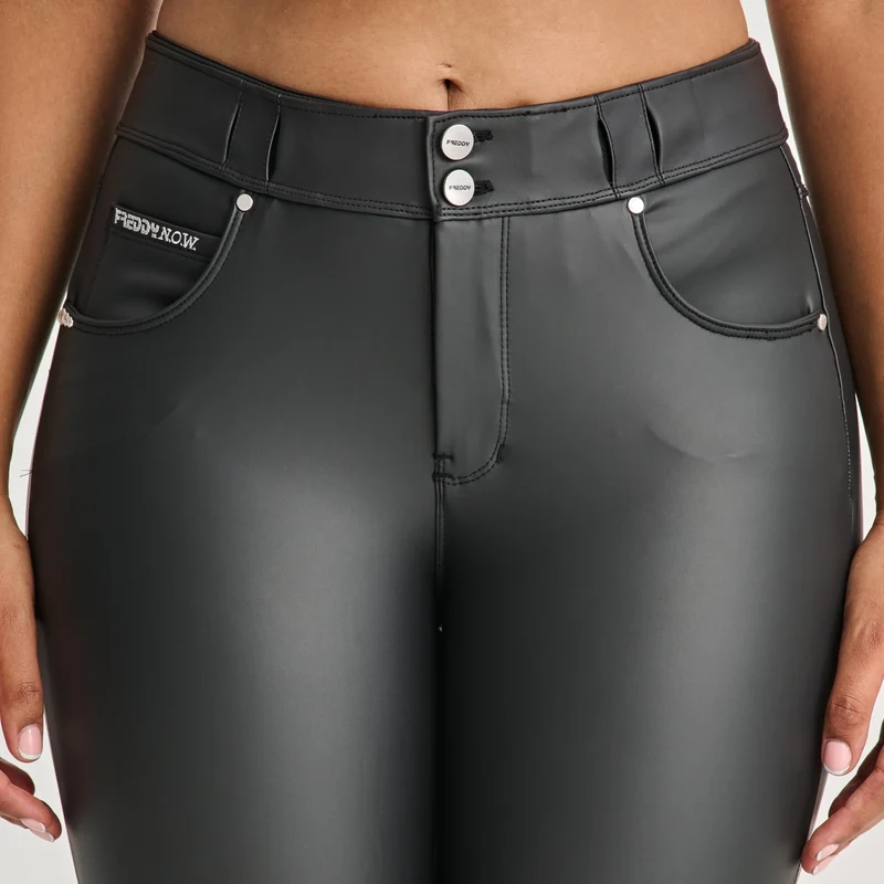 N.O.W. Comfort Mid Waist Skinny Vegan Leather Pant - Black