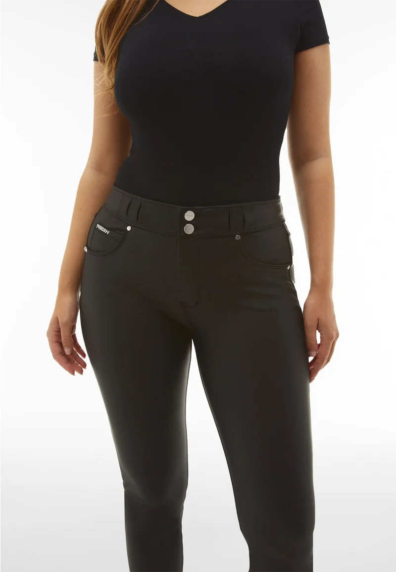 N.O.W. Comfort Mid Waist Skinny Vegan Leather Pant - Black
