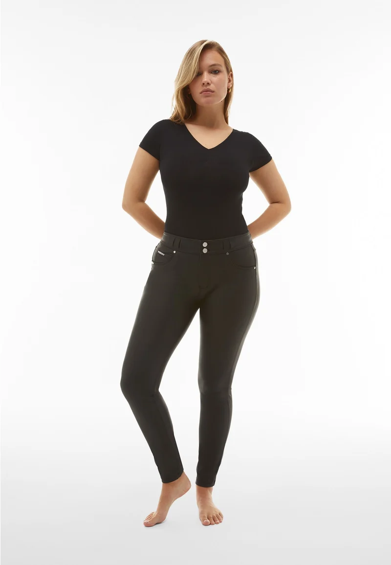 N.O.W. Comfort Mid Waist Skinny Vegan Leather Pant - Black