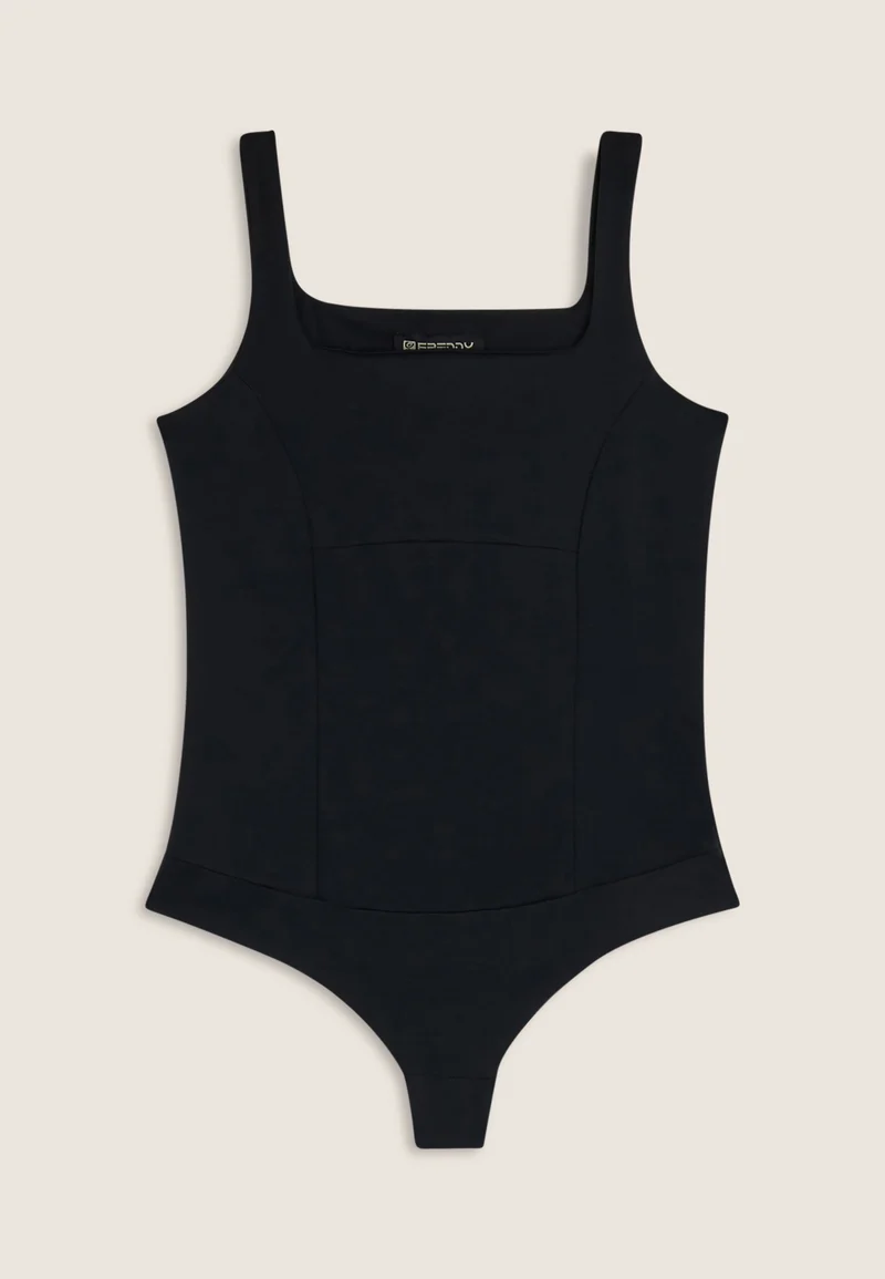 Breathable bodysuit with figure-enhancing seams