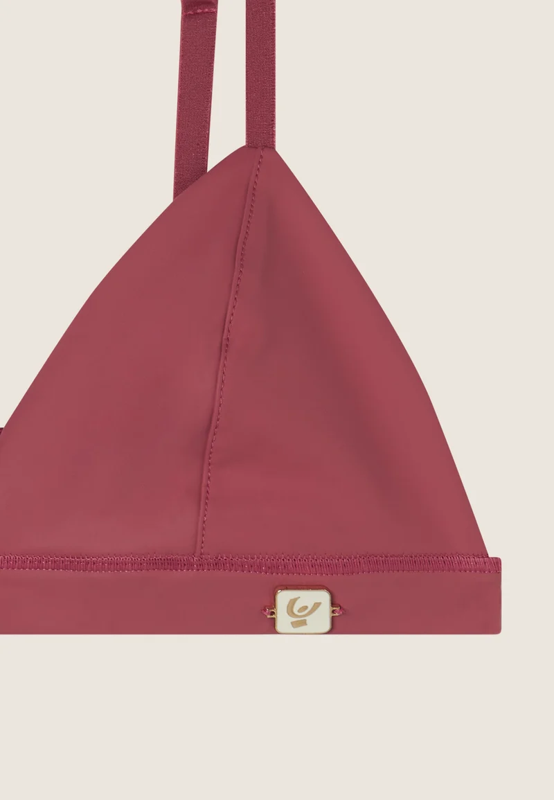 Faux leather triangle top