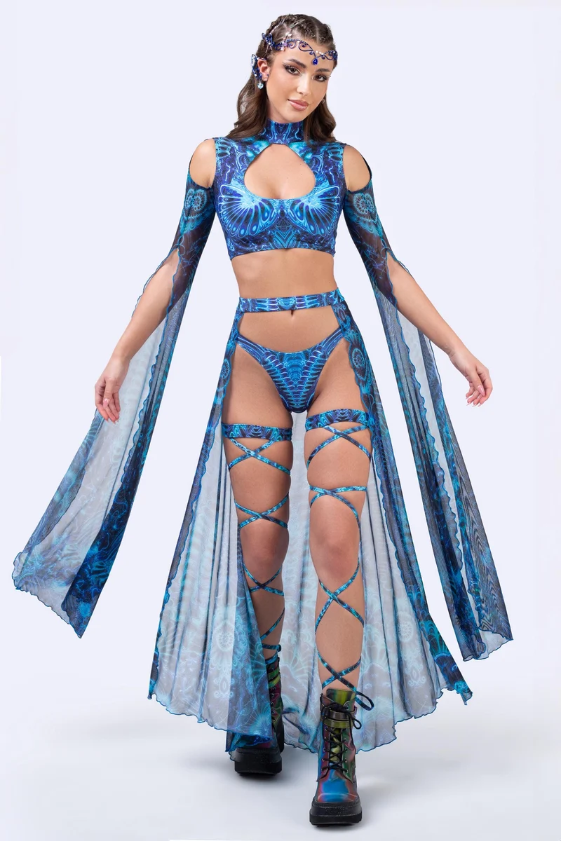 Midnight Gardens of Paradise Open-Front Skirt