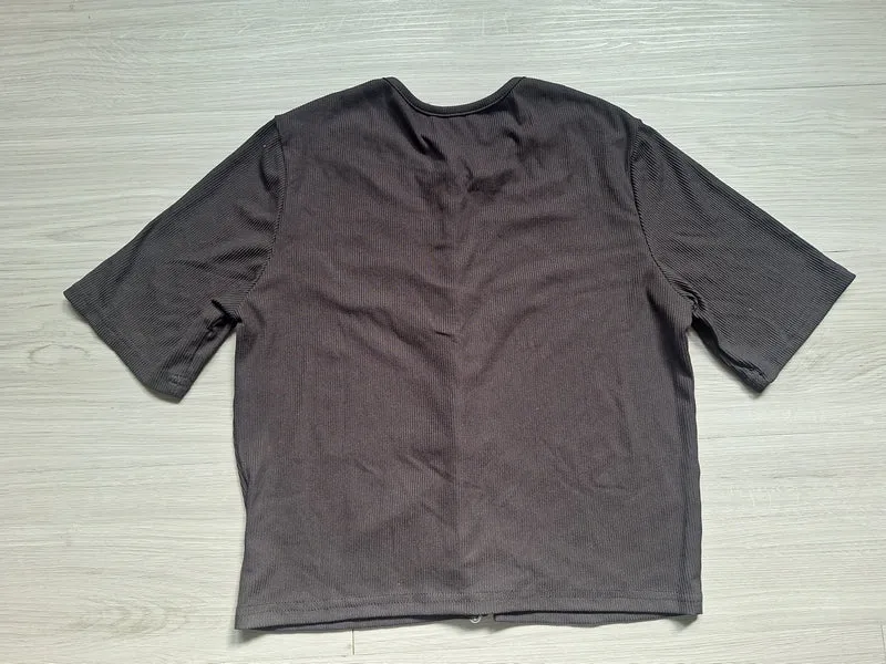 Shein Rippshirt Perlenknöpfen 38