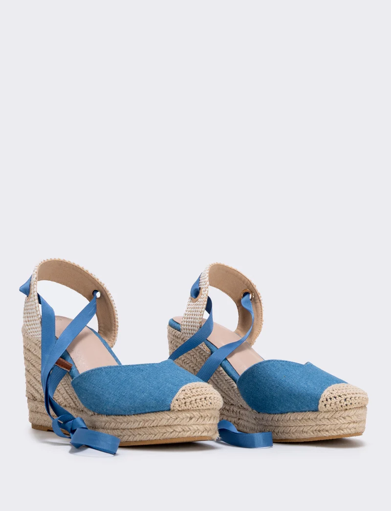 Espadrillas in denim con zeppa 90 mm - Denim