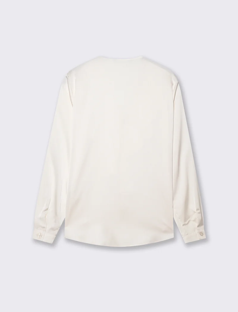 Casacca con rouches sullo scollo - Bianco burro