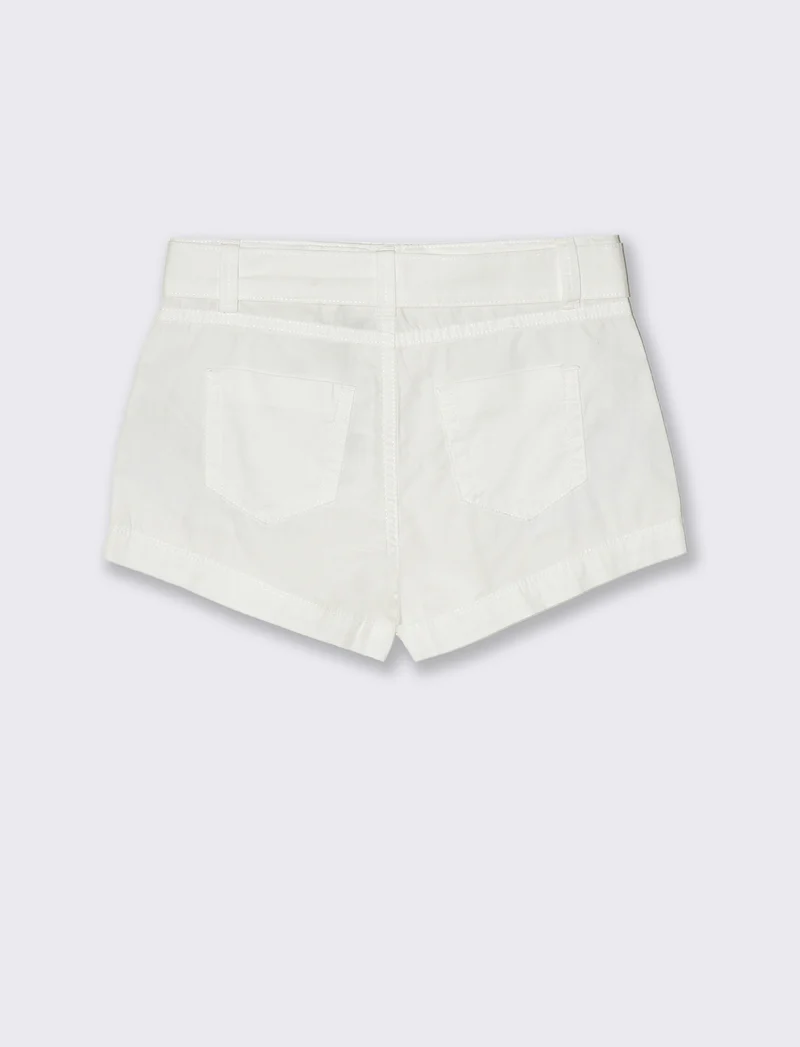 Short in popeline da bambina - Bianco