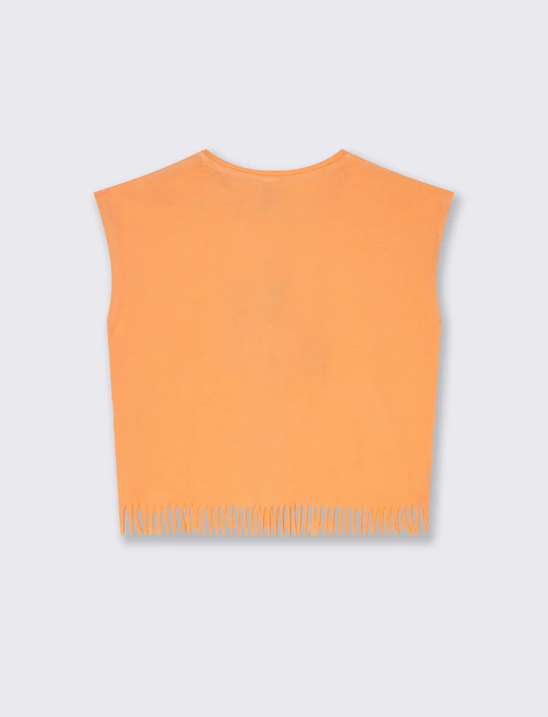 T-shirt frange da bambina - Arancione
