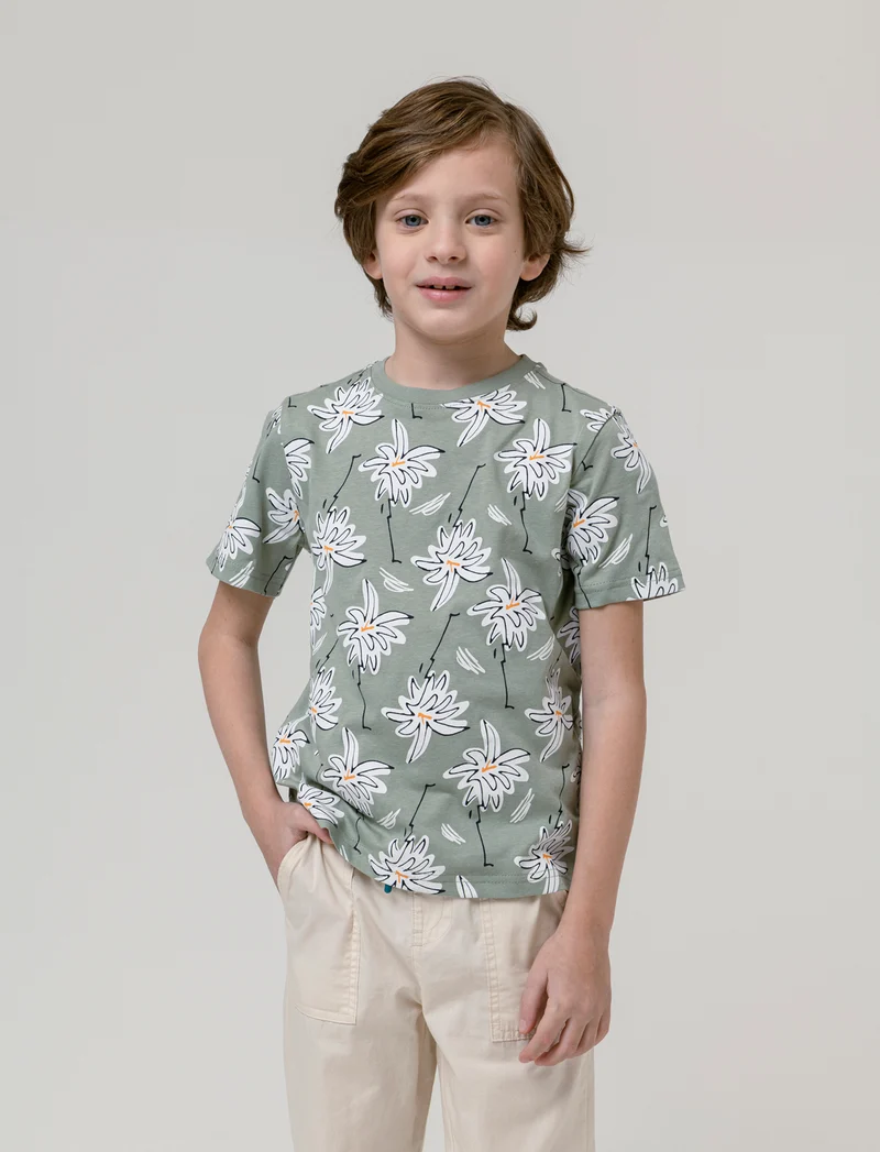 T- shirt stampata da bambino - Verde salvia