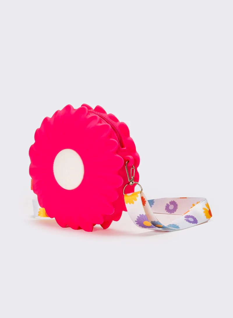 Borsetta bambina soft con fiore e tracolla - Fuxia