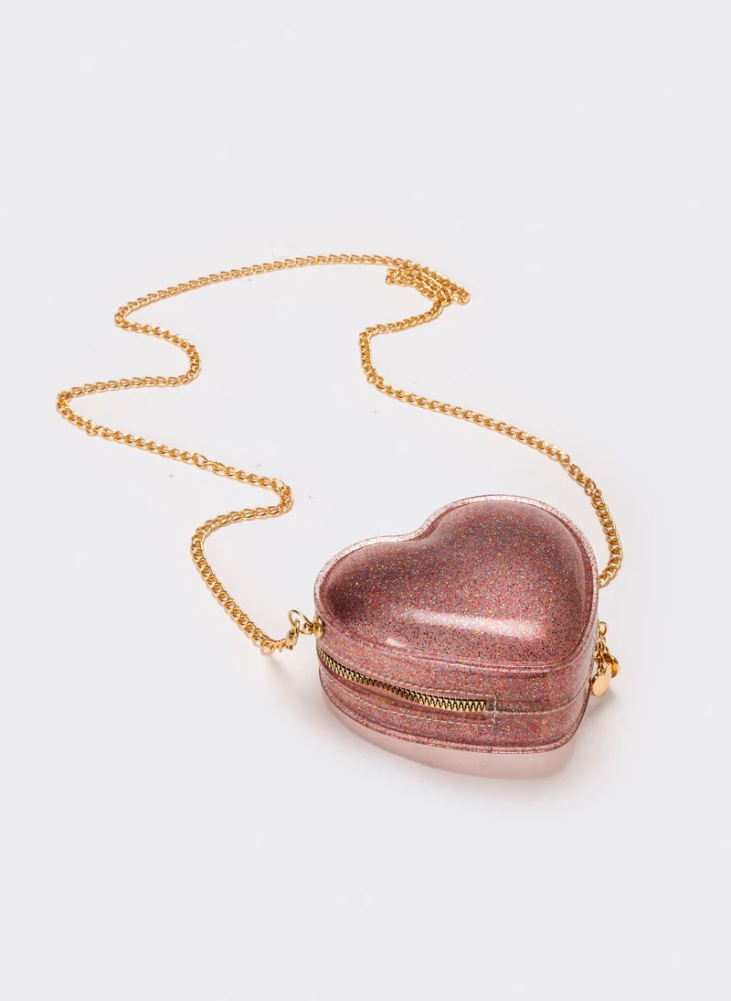 Borsa bambina cuore con glitter - Rosa