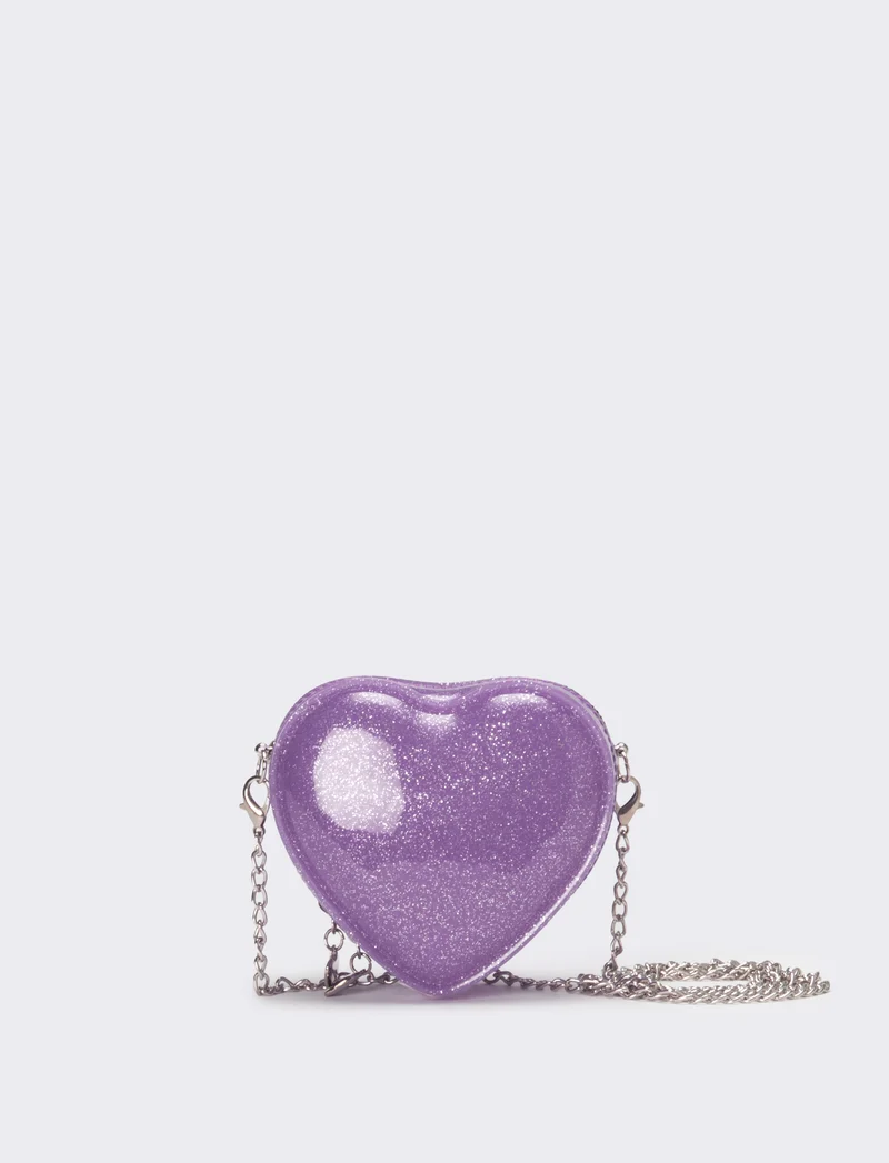 Borsa bambina cuore con glitter - Lilla