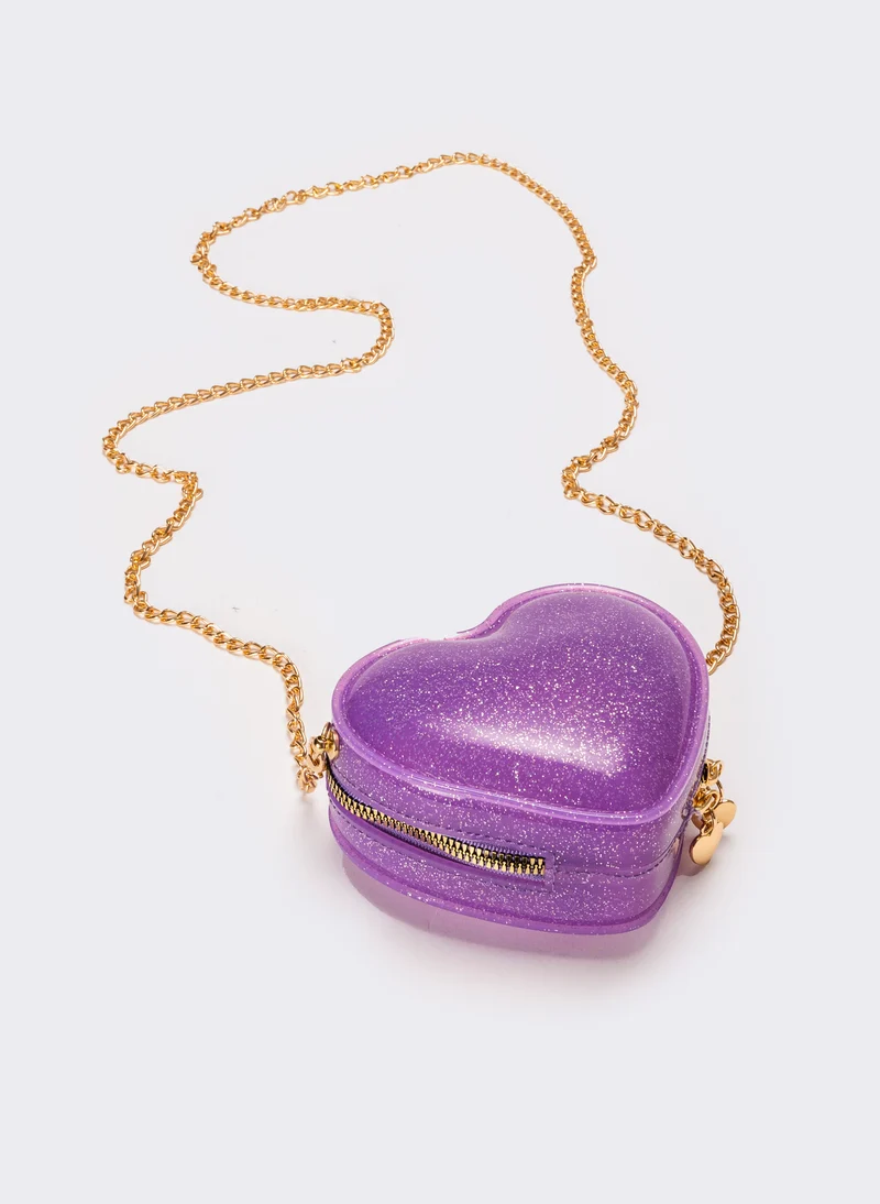 Borsa bambina cuore con glitter - Lilla