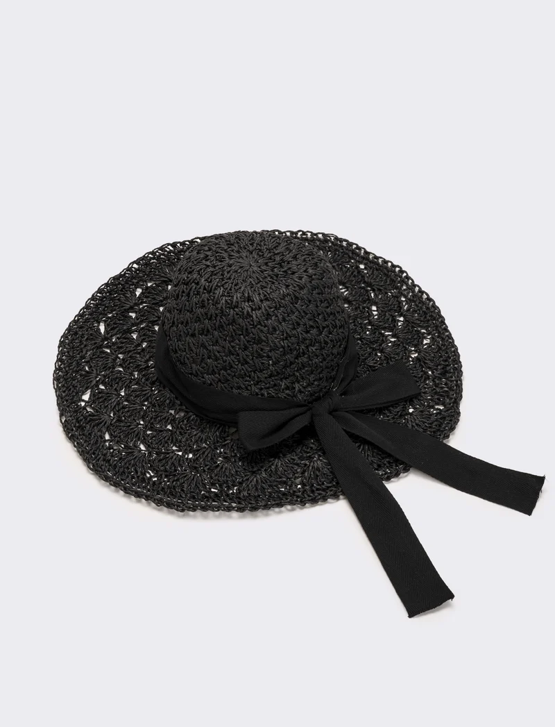 Cappello donna falda larga ventaglio - Nero