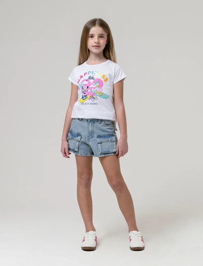 Shorts in jeans con tasconi da bambina - Denim chiaro