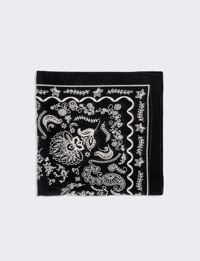 Foulard uomo 50x50cm 100% cotone bandana - Nero